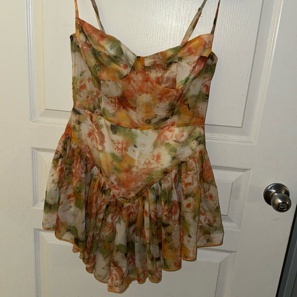 Yellow, orange, greenn floral dress. Never worn. In GREAT condition.